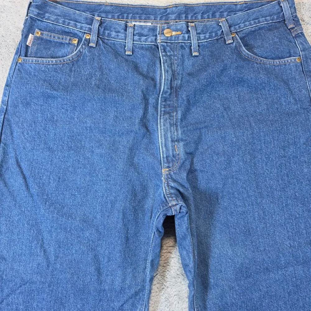 NWT Carhartt Flannel Lined Relaxed Fit Jeans Mens 44x32 Dark Blue Straight B172
